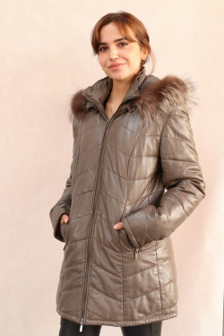 DOUDOUNE 3/4 CUIR FEMME : KALA.G