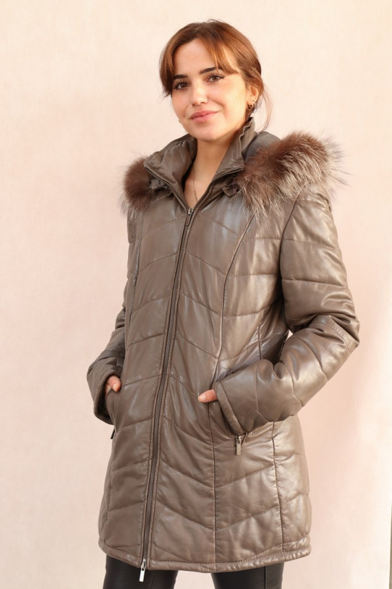 DOUDOUNE 3/4 CUIR FEMME : KALA.G