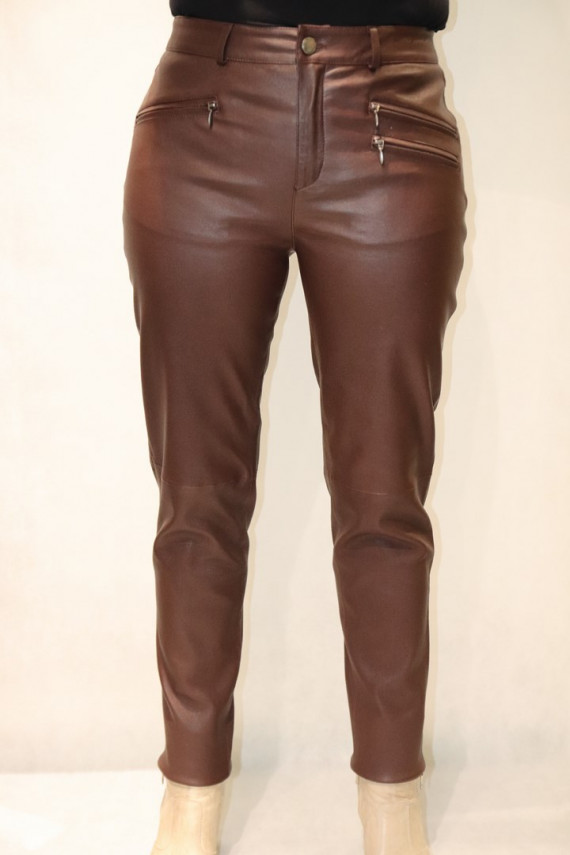 Pantalon cuir agneau stretch femme HAKA.E