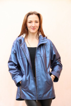 VESTE CUIR METALLIC IMPERMEABLE : gladys. N