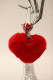 porte clés coeur en fourrue lapin : rouge