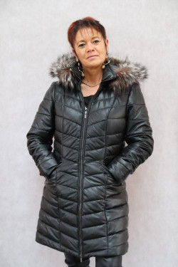 VESTE 3/4 DOUDOUNE CUIR : RANJA.N