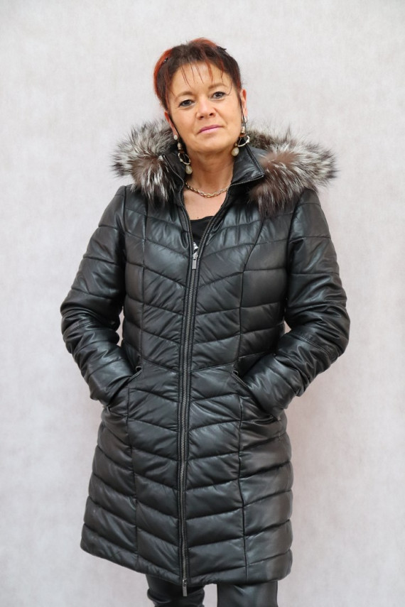 VESTE 3/4 DOUDOUNE CUIR : RANJA.N