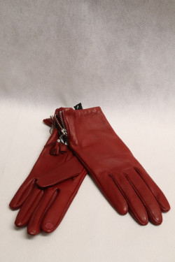 Gant Cuir Femme Rouge : 21476