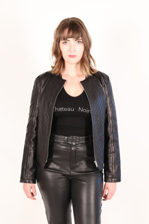 veste spencer cuir femme : QUEEN