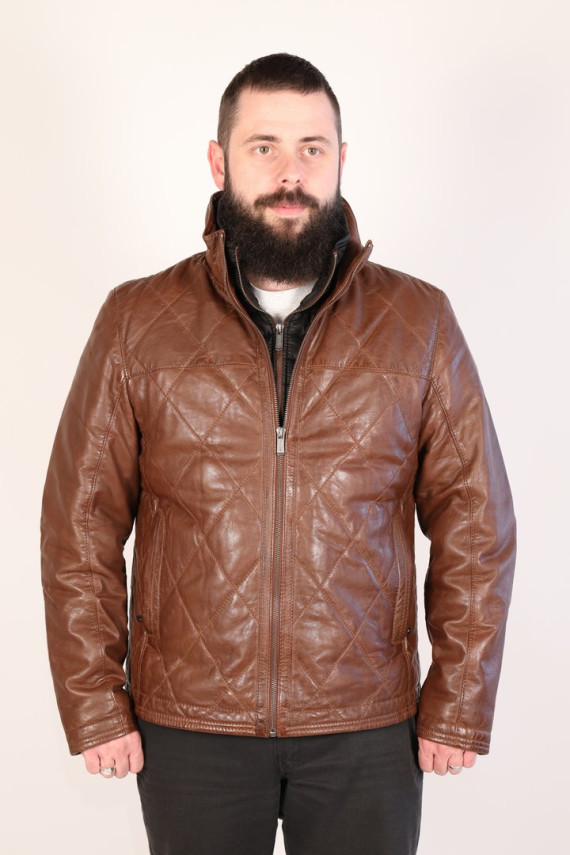 BLOUSON DOUDOUNE CUIR HOMME : risen