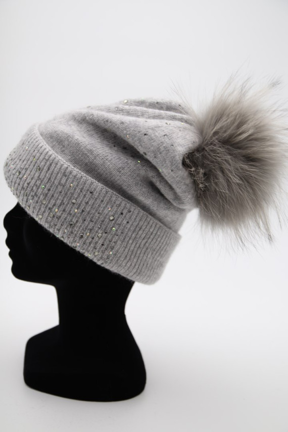 BONNET femme acrylique et fourrure : hl-7.G