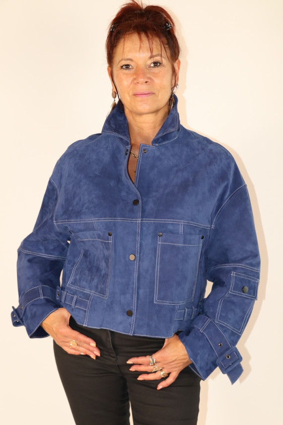 Blouson cuir métis femme : 89109.N