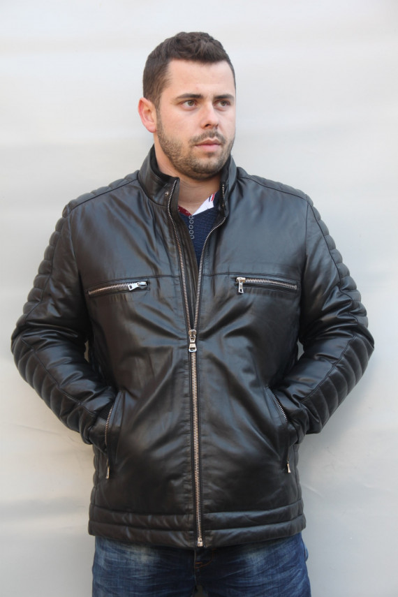 Blouson doudoune cuir homme : géo