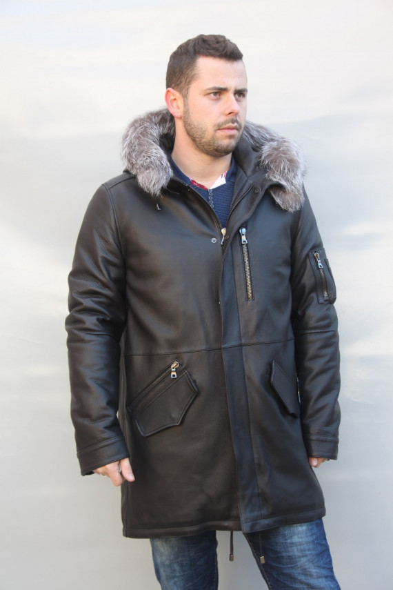 veste longue cuir cerf homme: bernard