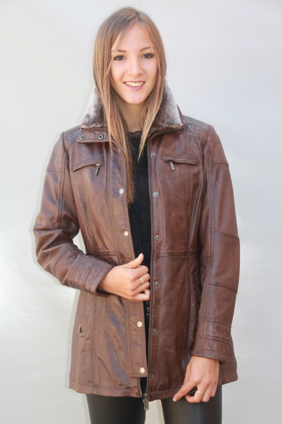 veste parka cuir femme : luisanne