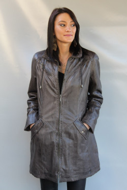 Veste Longue Cuir Femme : sanna